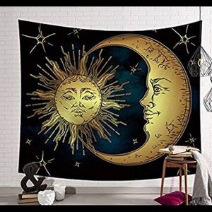 Sun and Moon Celestial Psychedelic Style Tapestry